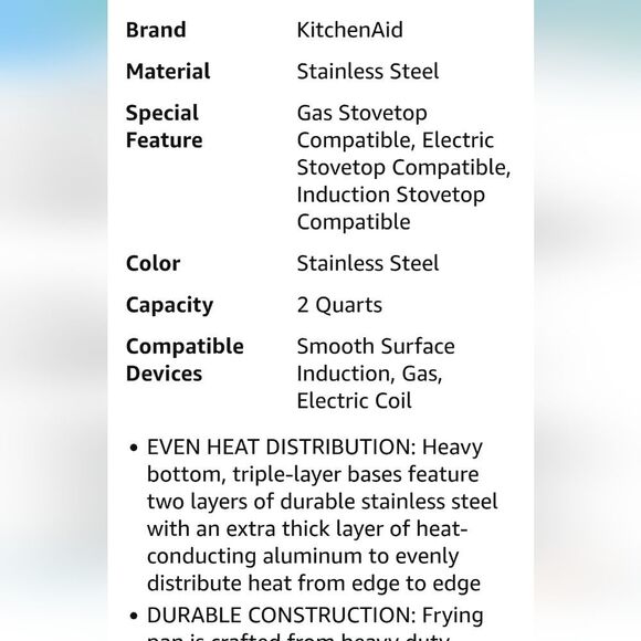 KitchenAid Stainless Steel 3-Ply Base Nonstick 9.5" Fry Pan - Picture 8 of 13